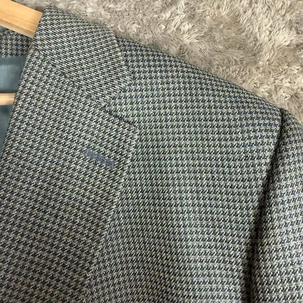 S Cohen Prestige Wool Silk Houndstooth Blazer Jacket Sport Coat 48R 48